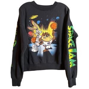 Vtg 90’s SpaceJam Warner Brothers‎ Sweatshirt Men Unisex Women Size L Black